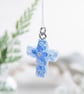 Real Flower Forget me Not Christian Cross Necklace - Sterling Silver - Image 2