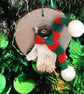 Christmas tree decoration, Penguin made from airdry clay with a fabric scarf.   - Image 1