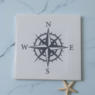 Laser-Engraved Nautical Compass Ceramic Tile