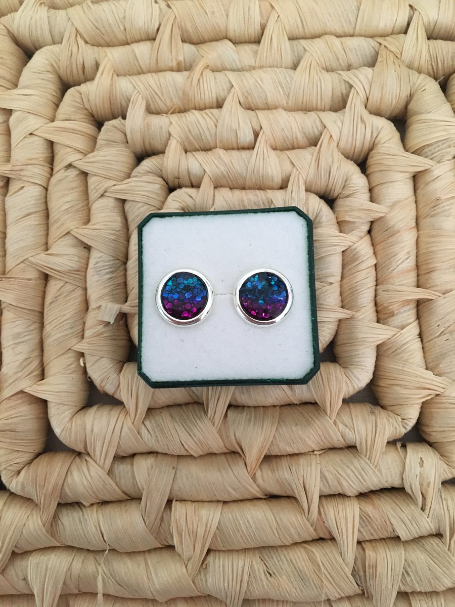Pretty Handcrafted Tri-Colour Stud Earrings