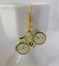 Single Novelty Cycle Earring Green and Gold - Image 2