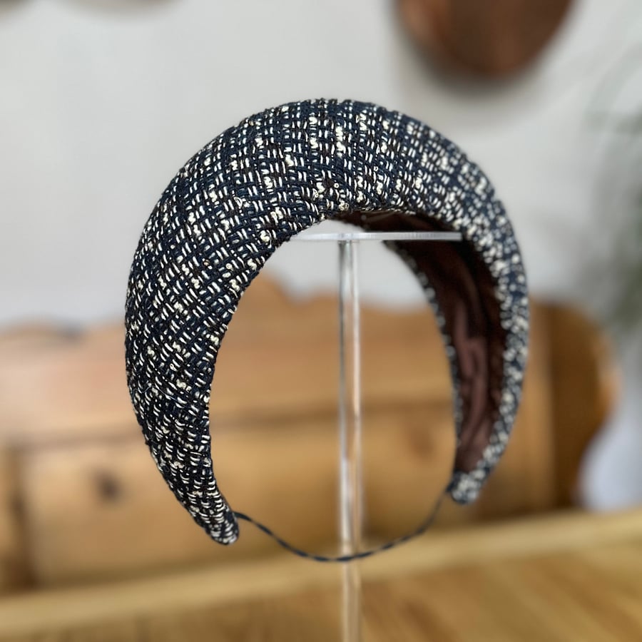 Tweed Headband for Winter Formal Occasionwear - Couture Millinery