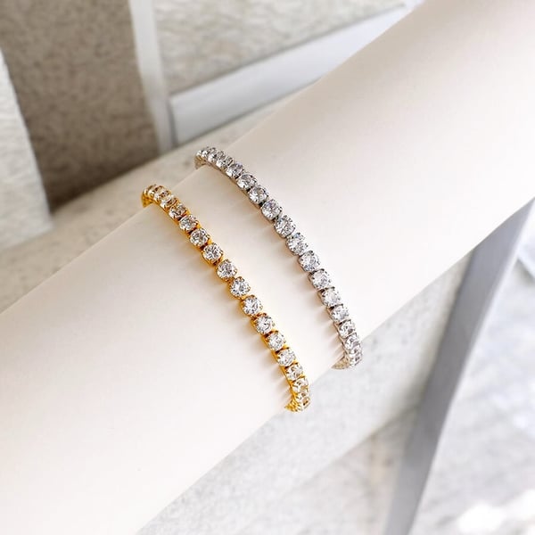 Tennis Bracelet Stainless Steel Gold or Silver Beautiful Lifelong Shine