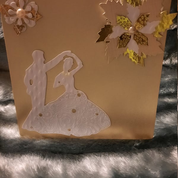 Stunning Gold and Ivory Wedding Card