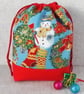 Project bag, drawstring bag, snowman, Christmas