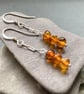 Amber & Sterling Silver Drop Earrings