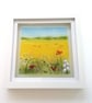 Landscape glass art, fused glass poppy field, framed art, wall hanger, gift. 