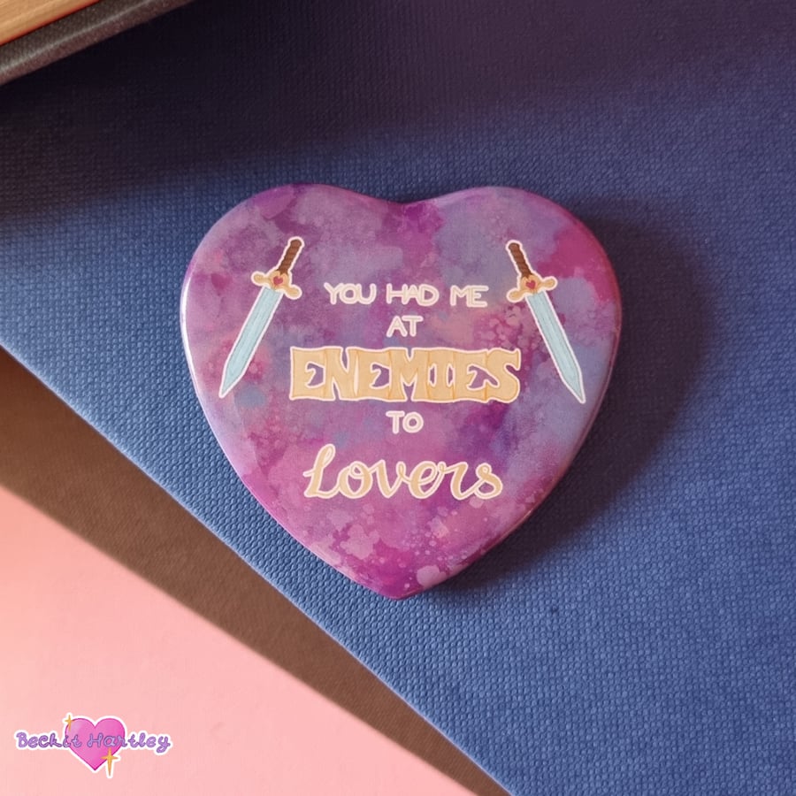 Enemies To Lovers Heart Button Badge - Button Badges - Accessories