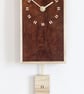 Rectangular Pendulum Wall Clock in burr madrone and sycamore with inlaid squares - Image 2