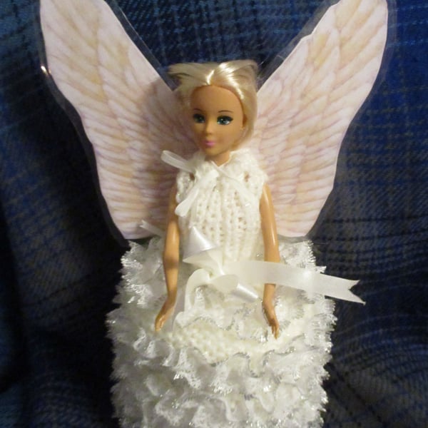 Hand Knitted Angel Doll Spare Toilet Roll Cover