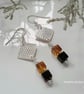Baltic Amber Cubed Sterling Silver Earrings - Image 1