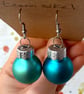 Mixed Frosted Turquoise Glass Mini Bauble Earrings - Festive - Super Seconds - Image 2