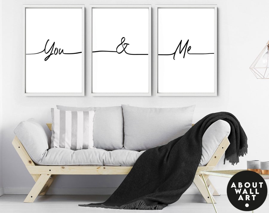 You and Me Prints, Line Drawing, Male and Female Prints, Above Bed Decor, Our Fi