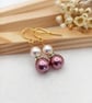Pearl Earrings - Pink Pearl Earrings with Diamanté Crystal Rondelles
