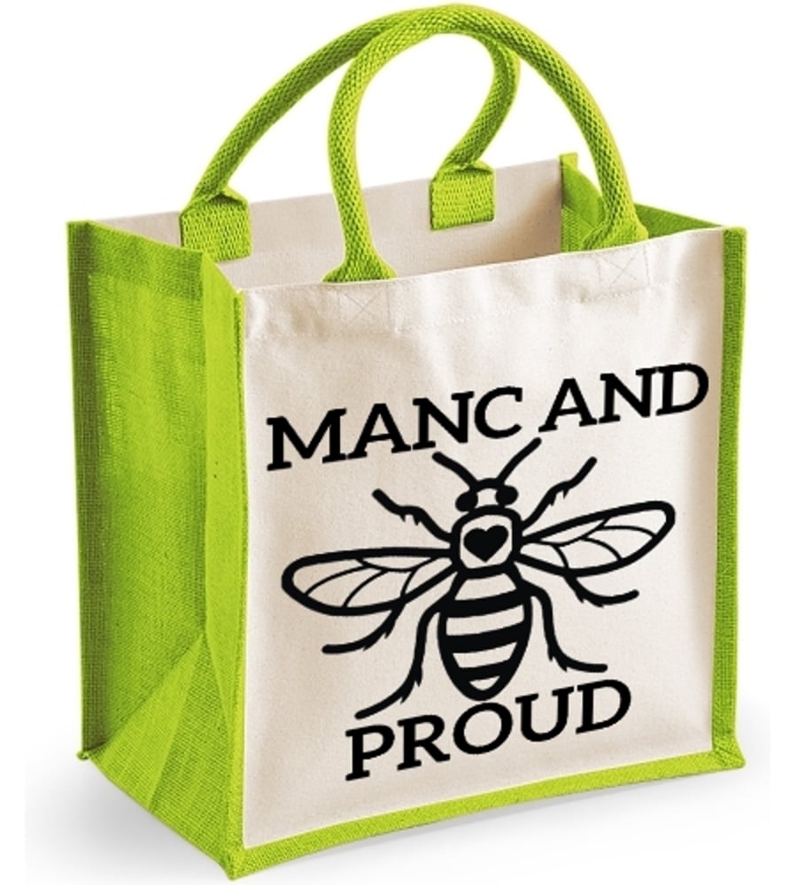 Manchester Bee Midi Jute Bag - Manc And Proud
