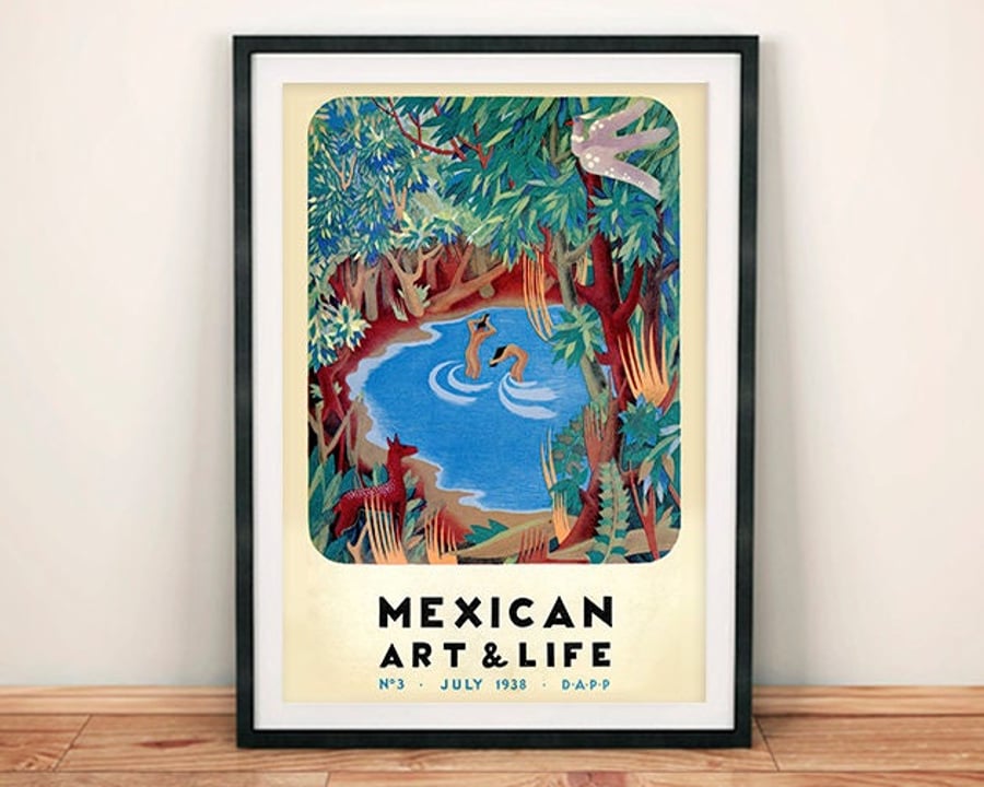 Mexican Art and Life Poster: Bathing Pool Mexico Magazine Print