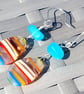 Surfite & Blue Seaglass Earrings Sterling Silver Wire-Wrapped Jewellery Gift - Image 1