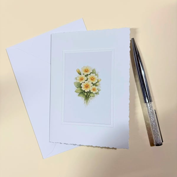 Primrose A6 Blank Card - Botanical Floral Note