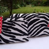 (  RESERVED  Lesley )  Zebra Cotton Fabric  Glasses case -  zipper pouch set . 