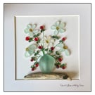Handmade Seaham Sea Glass Flowers in Vase Picture - Framed 8x8 Coastal Art
