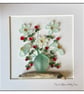 Handmade Seaham Sea Glass Flowers in Vase Picture - Framed 8x8 Coastal Art