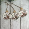 Set of 3 Wooden Christmas Tree Decorations: Decoupage Fox, Tree Decor, Woodland