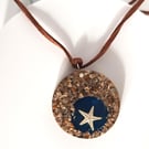 Resin Starfish Pendant Necklace: Real Sand & Stones, Beach Jewelry