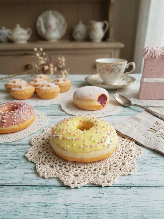 Fake Lemon Frosted Sprinkle Ring Doughnut