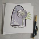 Lovely Lilac Woodland Floral Handmade Birthday Card 