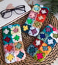 Crochet Glasses Phone Case Pouch Turquoise White Button - Image 2
