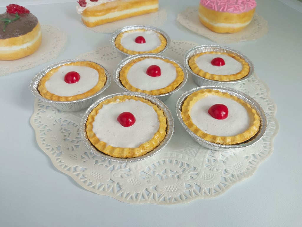 Faux Fake Bake 6 Cherry Bakeweel Tarts Cakes Party Prop, Retail Shop Prop, T.V. 