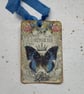  GIFT  TAGS , vintage style.  ( set of 3 ) ' Papillon' . Butterfly. Blue. Paris. - Image 5