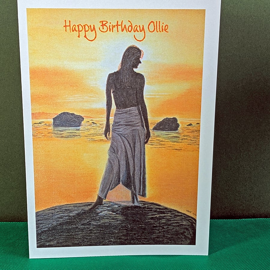 Beauty and the Beach Art Card: Blank or Personalised A5-Size Greetings Card