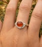 Sterling Silver Carnelian Ring with Granulation - Size S