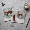 Pack of 6 Red Fox Christmas Cards Hand Designed and Finished By CottageRts