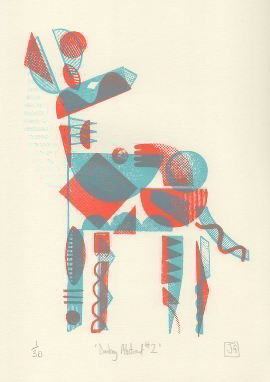 Donkey Abstract No.2 two-colour A4 screen-print