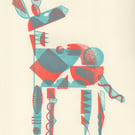 Donkey Abstract No.2 two-colour A4 screen-print