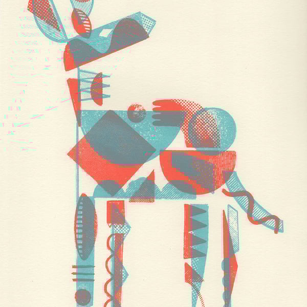 Donkey Abstract No.2 two-colour A4 screen-print