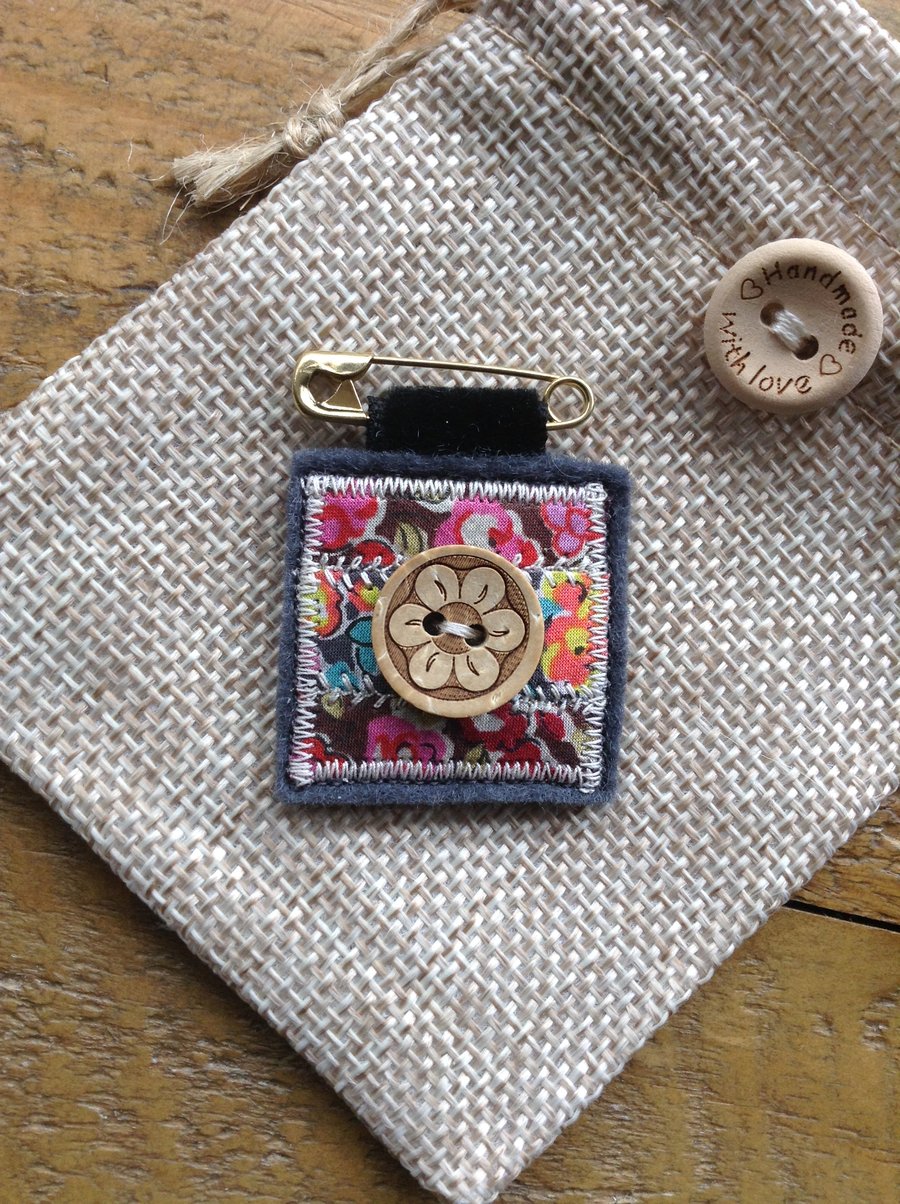 Liberty fabric felt brooch