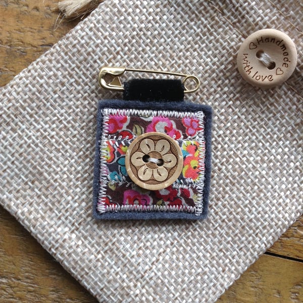 Liberty fabric felt brooch