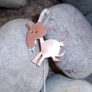 Capricorn goat brooch pin in copper with sterling silver