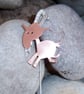 Capricorn goat brooch pin in copper with sterling silver