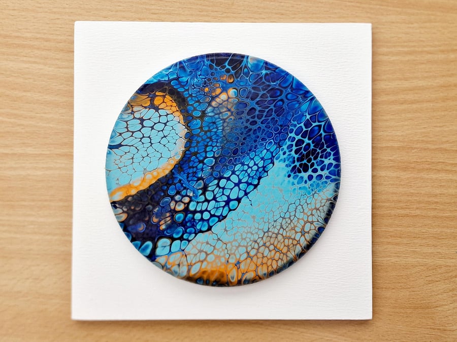 18.5cm x 18.5cm acrylic pour painting wall plaque