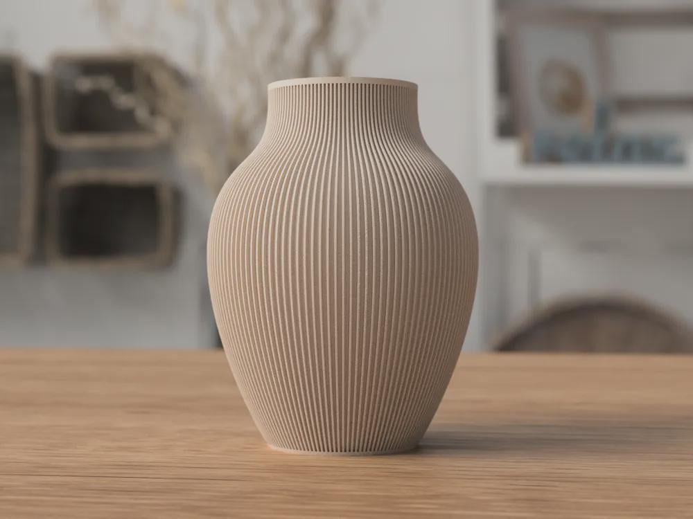 Tayo Japandi Ribbed Vase Textured Nordic Decor 3D Printed Scandinavian Home