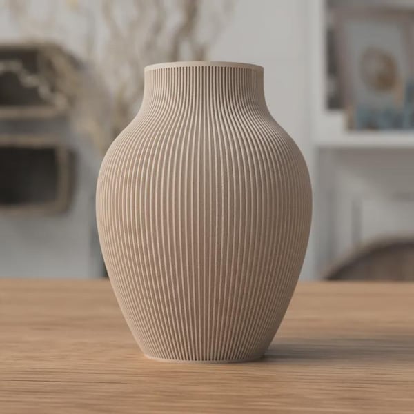 Tayo Japandi Ribbed Vase Textured Nordic Decor 3D Printed Scandinavian Home