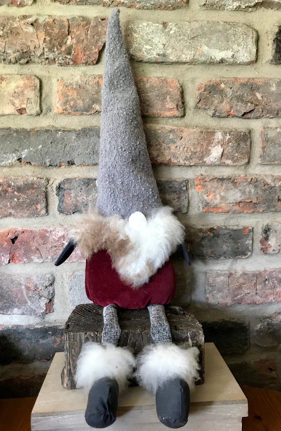 Christmas Santa Gnome 'Cliff' made from recycled materials