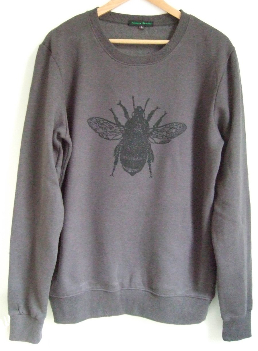  Bee Mens dark grey printed sweatshirt 