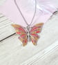 Gold and rose gold butterfly pendant, handpainted butterfly necklace for women - Image 3
