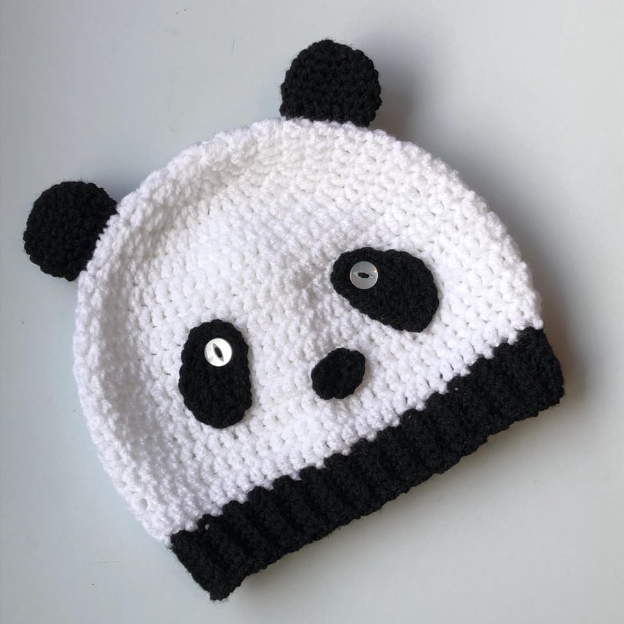 Panda Crochet Knit Hat, Animal Hat, Zoo Fancy Dress, Dressing Up Hat, Panda Bear