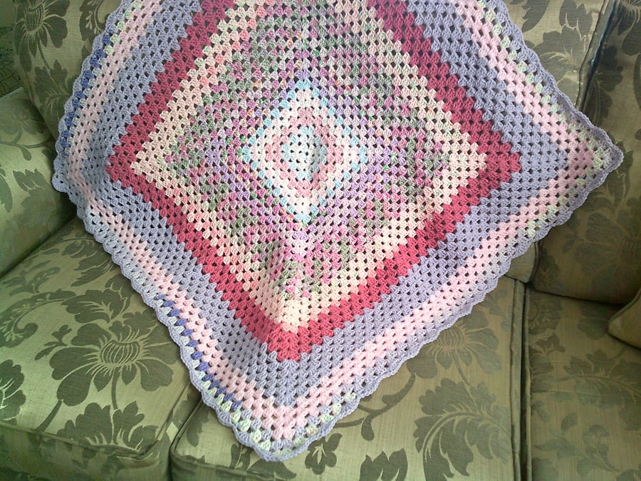 Pink Granny Square Blanket